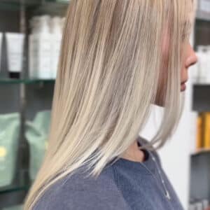 Winter blonde hair color at Barrons London Salon in Buckhead Atlanta GA